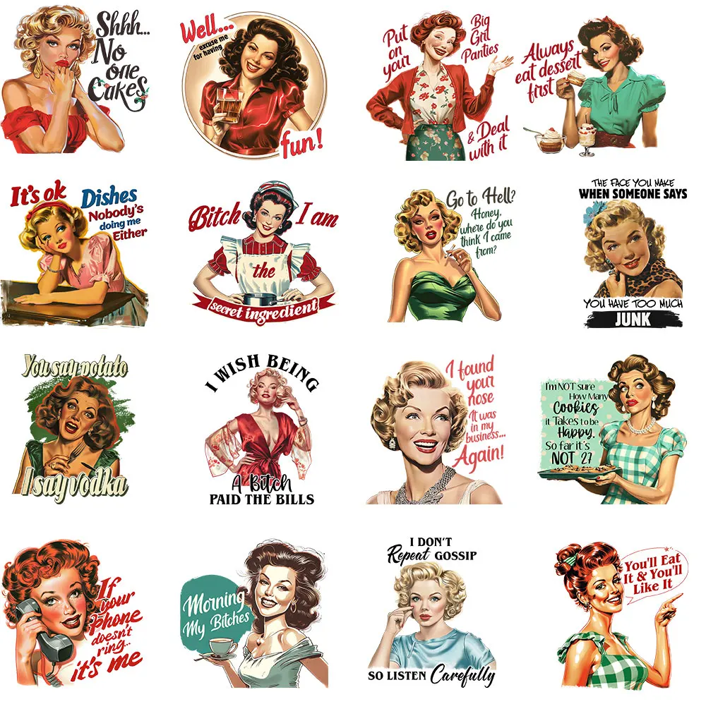 Funny Pinup Girls Iron On Patches for Clothing, Heat Transfer, Woman T-Shirt Stickers, Brand Badges, Thermal Applique, New