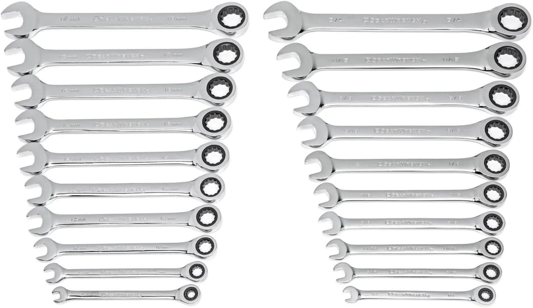 

20 Pc. Ratcheting Combination Wrench SAE/Metric Alloy Steel Made of Silver Black Suitable for Home Gadgets