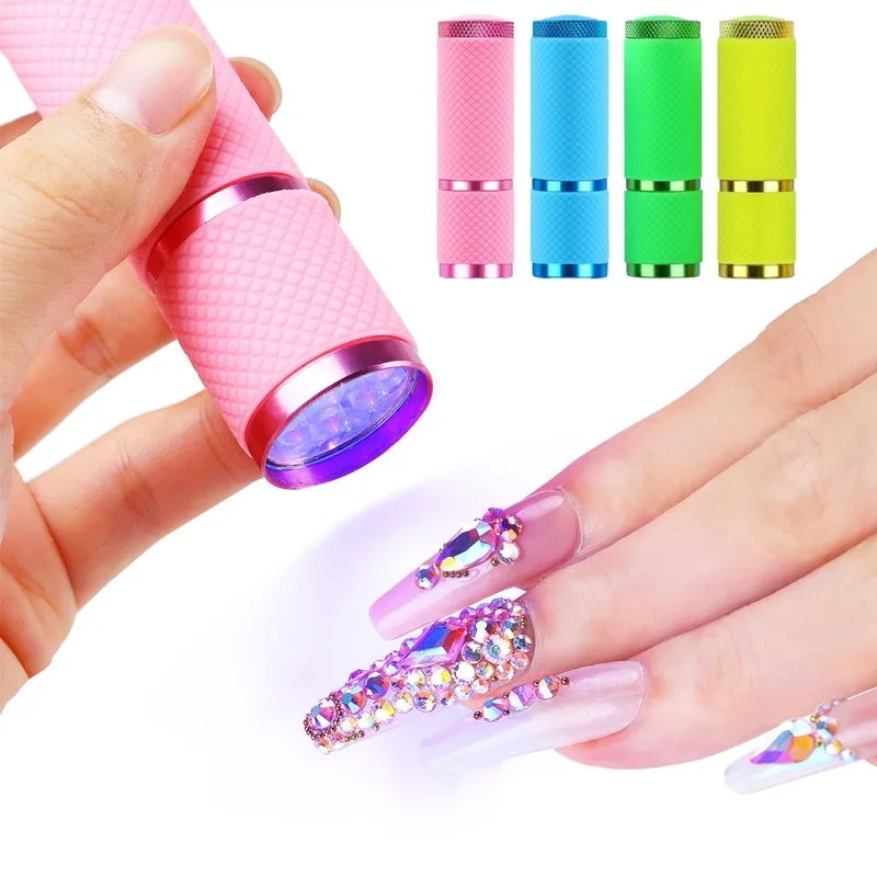 Mini Uv Licht Uv Led Lamp Nail Droger Voor Gel Nagels 9 Stuks Kralen Zaklamp Portabiliteit Nagel Droger Uv Licht Machine Nail Art Tools