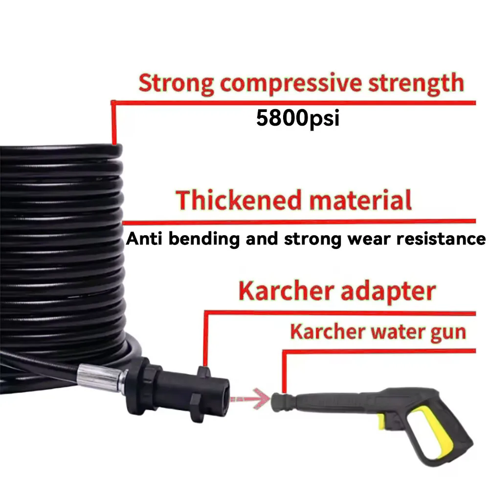 High Pressure Cleaning Machine Hose, Sewer Cleaning Pipe, Car Wash Hose and Quick Connect Connector,for Karcher K2K3K4K5K6K7