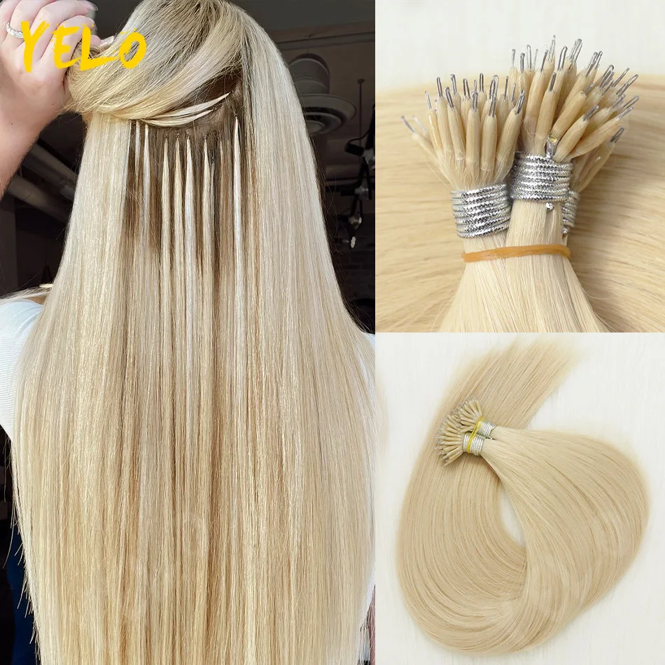 

Нано-кольца для наращивания волос, 100% натуральные волосы Remy, без клея, без нагрева, невидимые предварительно скрепленные русские микрокольца.