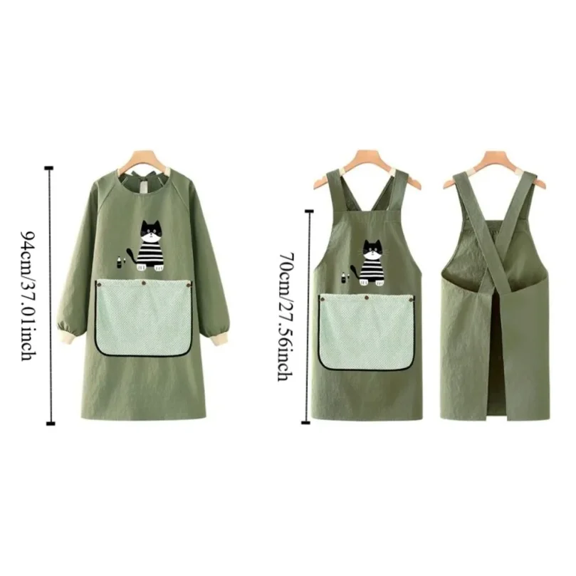 Wear-resistant Kitchen Apron Anti-fouling Hand Wipe Feature Long Sleeved Apron Comfortable with Detachable Towel - view 5