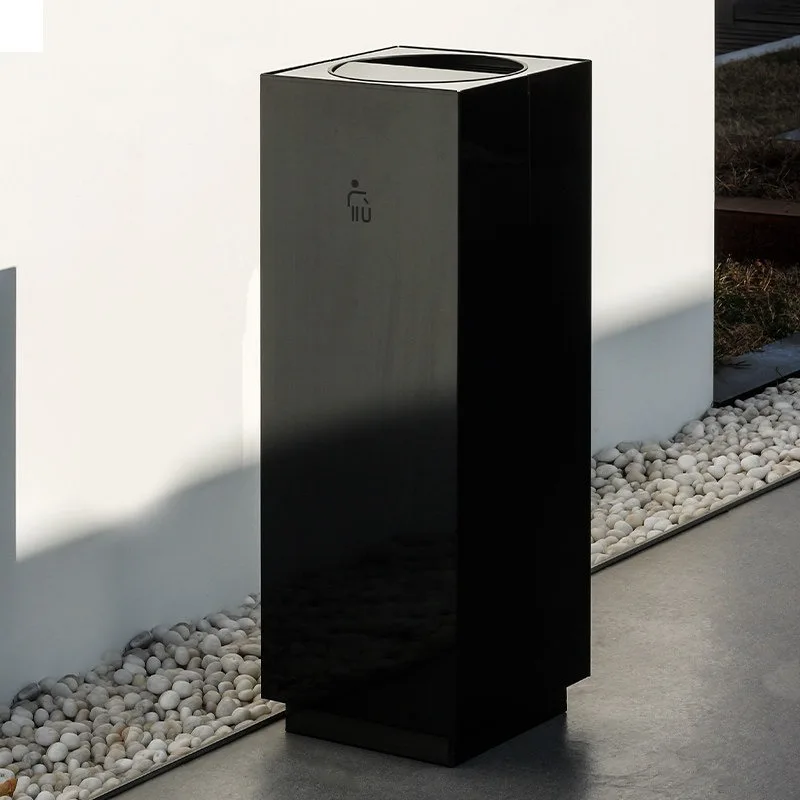 Modern floor-to-ceiling stainless steel trash can flip cover shake cover vertical business office office hotel custom logo