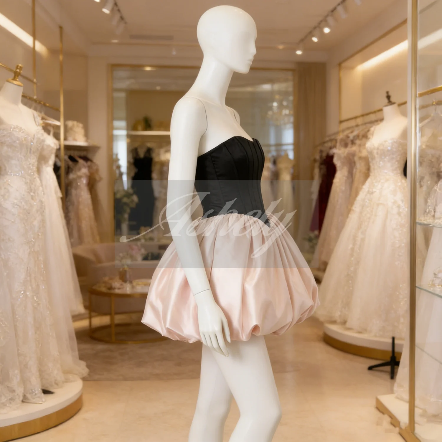 Echtes Bild: Kurze, bauschige Homecoming-Kleider, trägerloses Ballkleid mit Schnürung, Mini-Cocktail-Partykleid, Clubwear, Abschlussfeier, individuell gestaltet