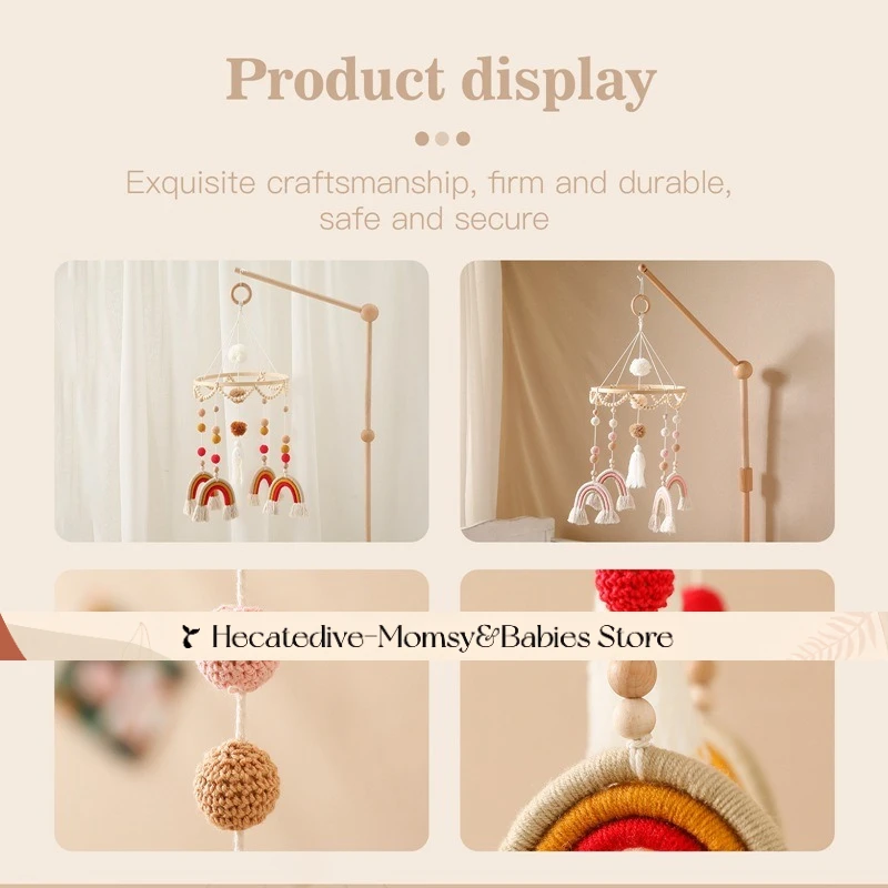 【Must Have】 Chocalhos e celulares para bebês, brinquedos educativos, bola de arco-íris, berço móvel com borlas, mini decorações, coisas exclusivas para bebês