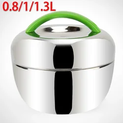 School Lunch Box Stainless Steel Storage 0.8L/1L/1.3L Carrier Container Double Layer Food Office Portable Rice Round