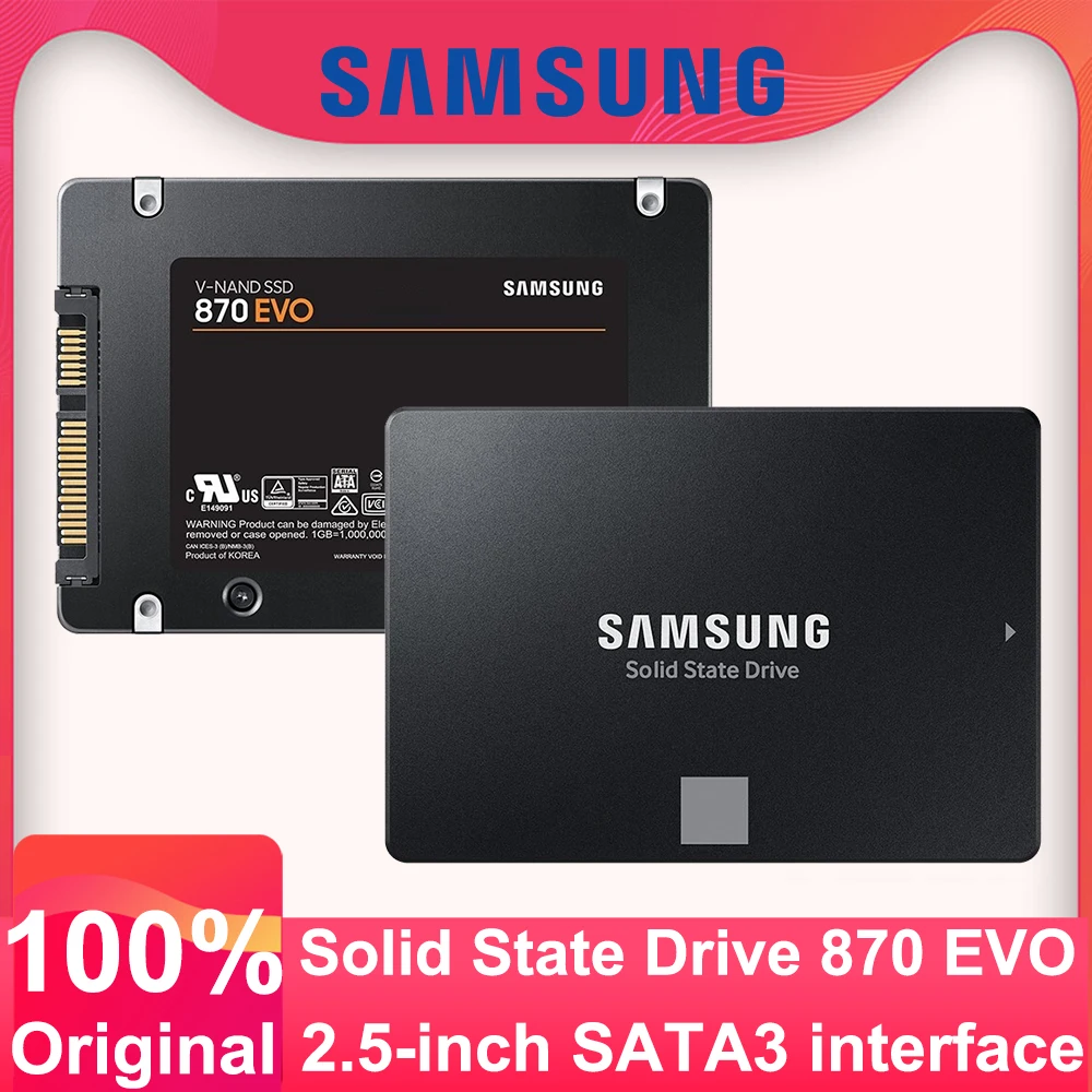 الأصلي سامسونج 2.5 ''SATA SSD 870 Evo 1 تيرا بايت 500 جيجابايت 250 جيجابايت محرك الحالة الصلبة الداخلي قرص تخزين عالي السرعة لأجهزة الكمبيوتر المحمول أو سطح المكتب