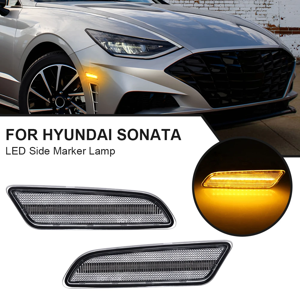 

2pcs LED Side Marker Light Lamp For Hyundai Sonata 2020 2021 2022 2023 2024 Indicator Turn Signal Lights Play&plug