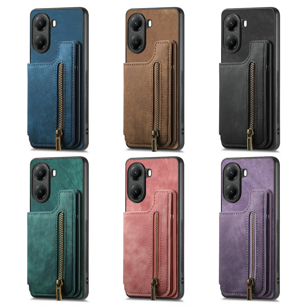 Etui z zamkiem błyskawicznym i portfelem ze skóry do Xiaomi Poco X8 Pro Max M8 X8 F8 F7 X7 F6 X6 M6 Pro 5G, tylna obudowa do Poco F9 Ultra M8 F7 X7 Funda — zdjęcie produktu 6