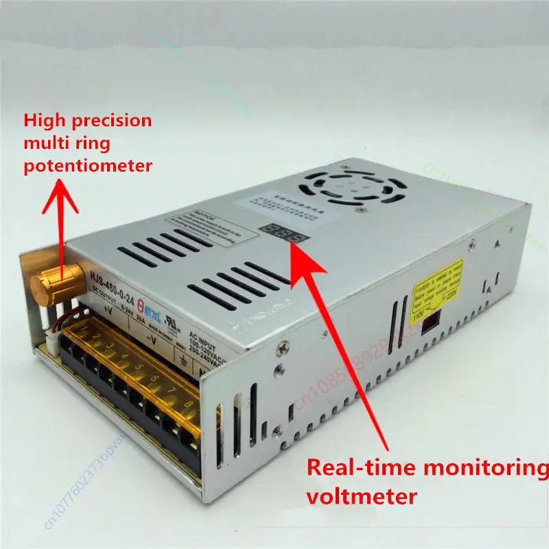 480 واط 20A 0-24 فولت مصدر طاقة قابل للتعديل HJS-480-0-24 تيار مستمر الجهد المنظم SMPS مع شاشة ديجيتال #2