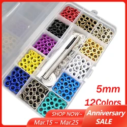 600メタルスナップボタン5mm,12色セット,収納ボックス付きツール,DIY縫製アクセサリー