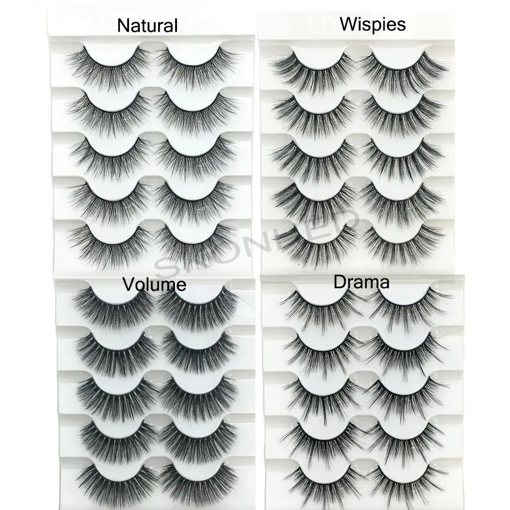 Woman's Fashion Fluffy Multilayers  Multi-styles Natural Long 3D Faux Mink Hair False Eyelashes Eye Lash Extension Criss-cross