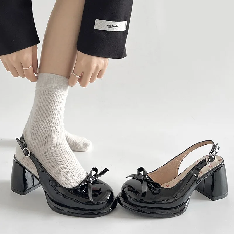 

Women's High-heel Sandals Fashion Thick Heel Butterfly-knot Women Sandals 2025 Summer Ladies Outdoor Gladiator Pumps Sandalias