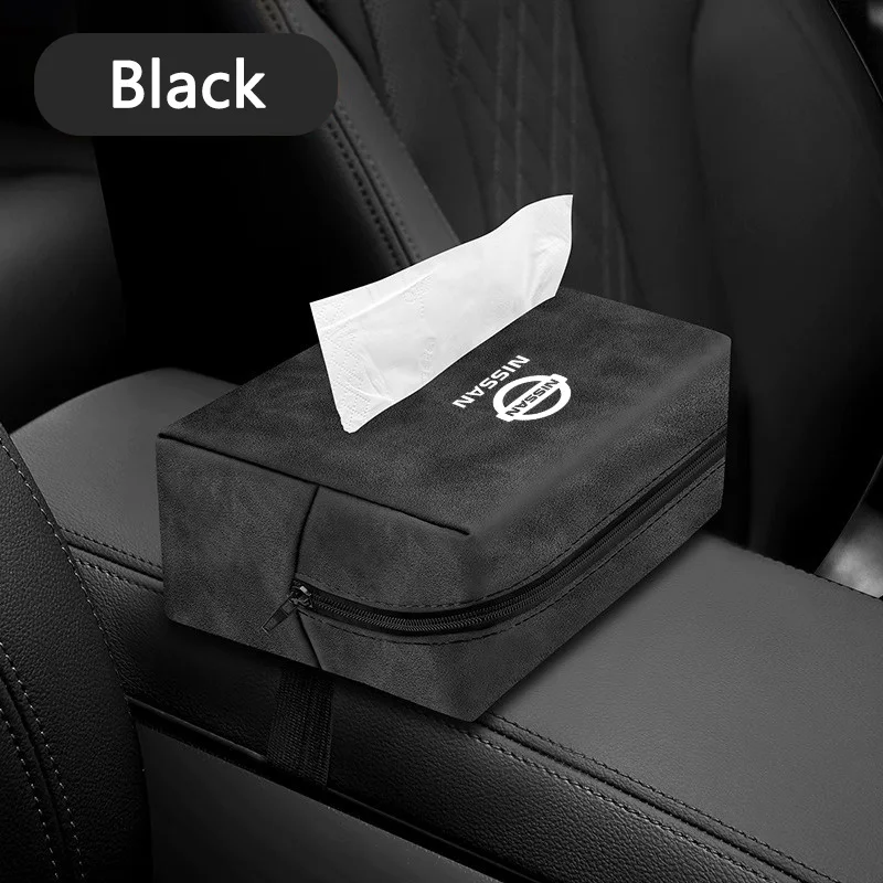 Leather Car Tissue Box For Nissan Juke Navara Sentra Leaf Almera X-trail Car Armrest Box Paper Towel Organizer Auto Accessories