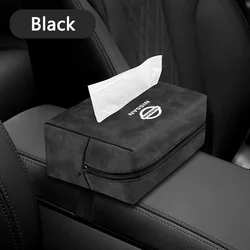 Leather Car Tissue Box For Nissan Juke Navara Sentra Leaf Almera X-trail Car Armrest Box Paper Towel Organizer Auto Accessories