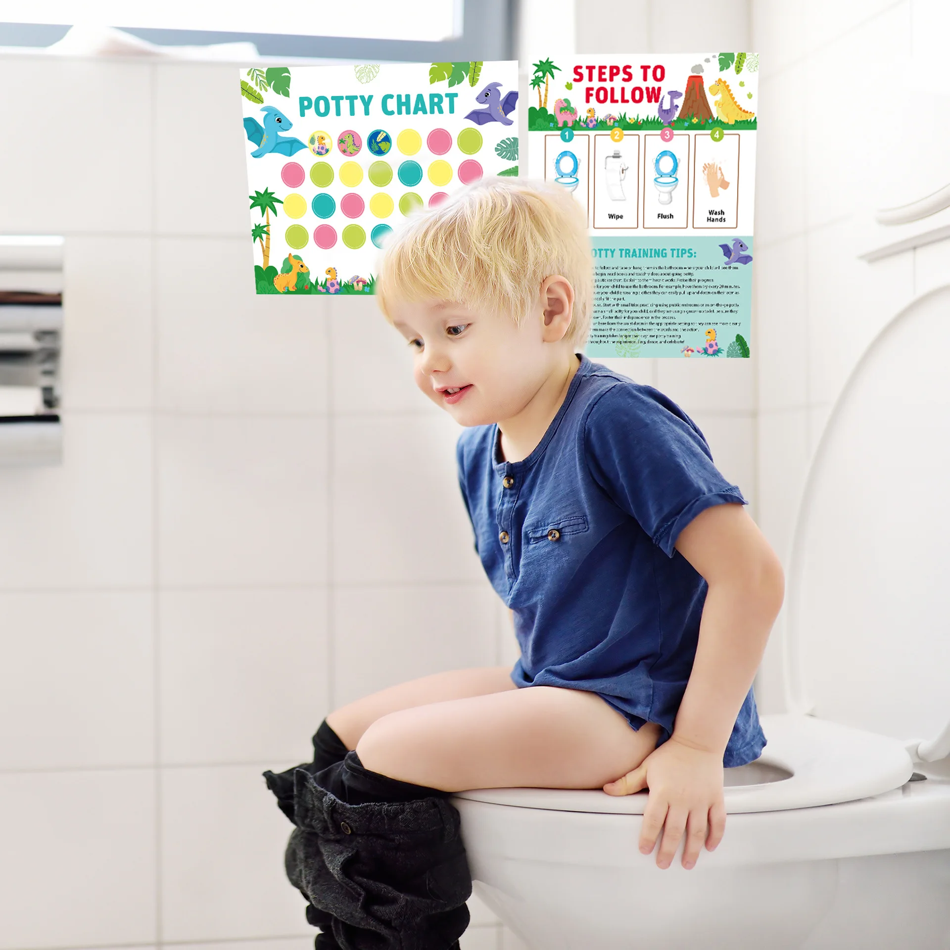 Toilet Training Sticker Chart for Kids - Potty Reward Progress Chart for Boys & Girls to Encourage Good Potty Practice