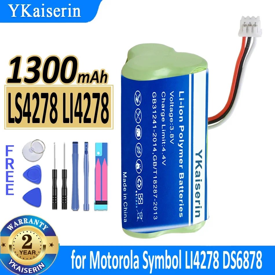 

1300mAh YKaiserin Battery LS4278 for Motorola Moto Symbol LI4278 DS6878 Barcode Scanner 82-67705-01 BTRY-LS42RAAOE-01 Bateria