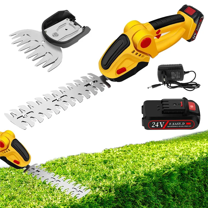 

2 IN 1 Cordless Electric Hedge Trimmer 20000RPM Rechargeable Handheld Household Shrub Weeding Pruning Mower Garden Tools