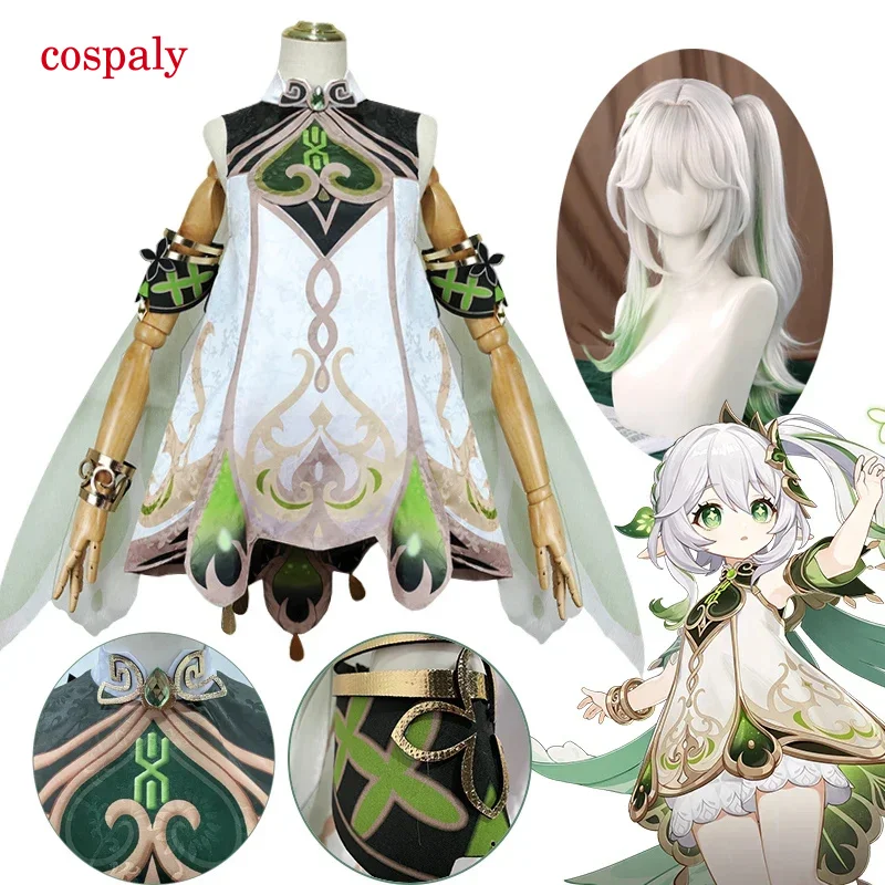 Nahida Cosplay Genshin Impact Nahida Lesser Lord Kusanali Cosplay Costume Girl Dresses Wig Suit Clothes Halloween Party Costumes