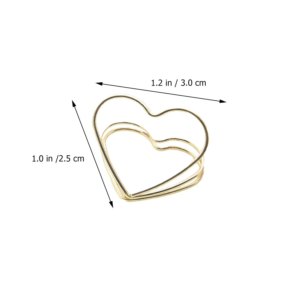 20Pcs Metal Double Layer Heart Shaped Memo Clips for Notes Photos Cards Desktop Decoration Creative Office School Supply