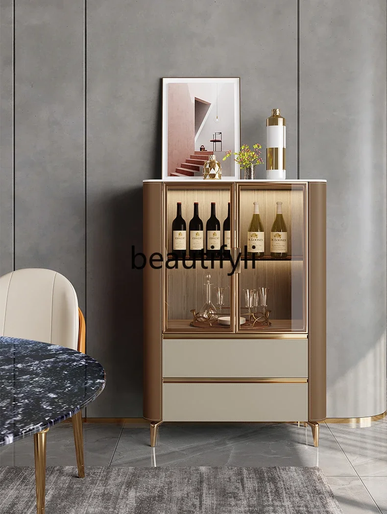 

Italian light luxury low wine cabinet modern living room storage tea cabinet storage glass display