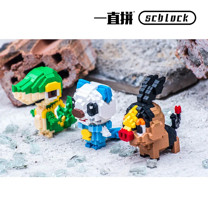 Mini Pokemon Marowak Growlithe Building Blocks Treecko Slowpoke DIY Micro Brick Hitmonchan Grimer Cubone Figures Toys For Kids