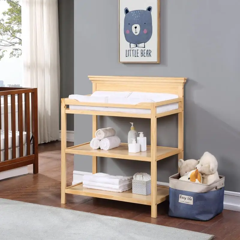 Natural Changing Table Universal Design for Infants and Toddlers, Adjustable Height and Functional Storage, Ideal for Nursery