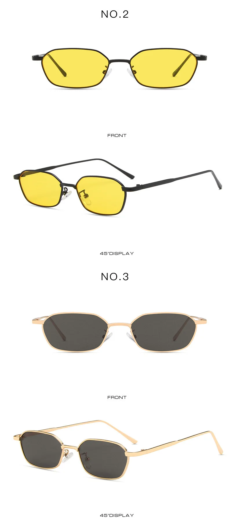 Neue Quadratische Sonnenbrille für Damen und Herren, Rechteckige Sonnenbrille mit Metallrahmen, Ovale Brillen für Männer und Frauen – Detail 12