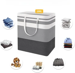 Large Laundry Basket 100L Waterproof,Collapsible Tall Clothes Hamper with Extended Handles for Clothes Toys in the Dorm,Family