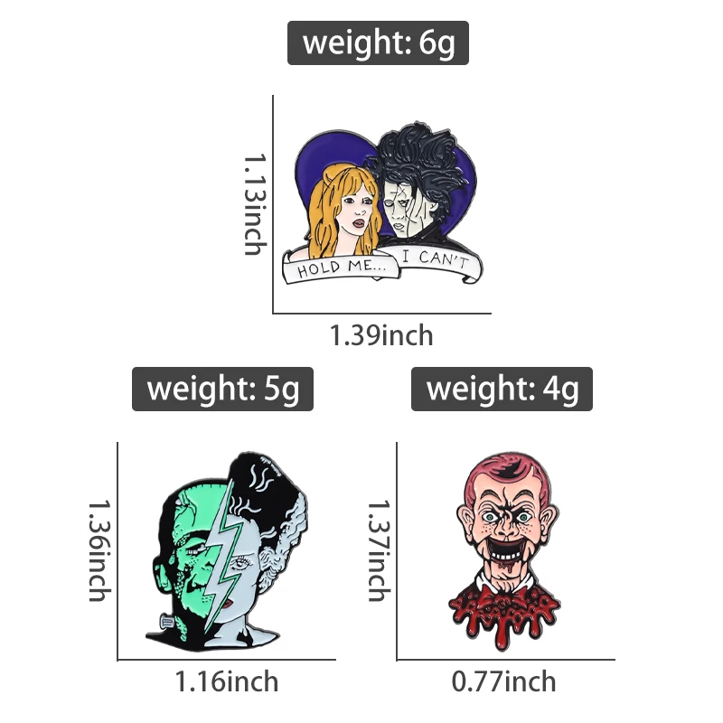 2-4pcs Sets Horror Anime Movies Enamel Pins Funny Cartoon Character Role Racing Flag Brooches Lapel Badge Punk Jewelry Gifts