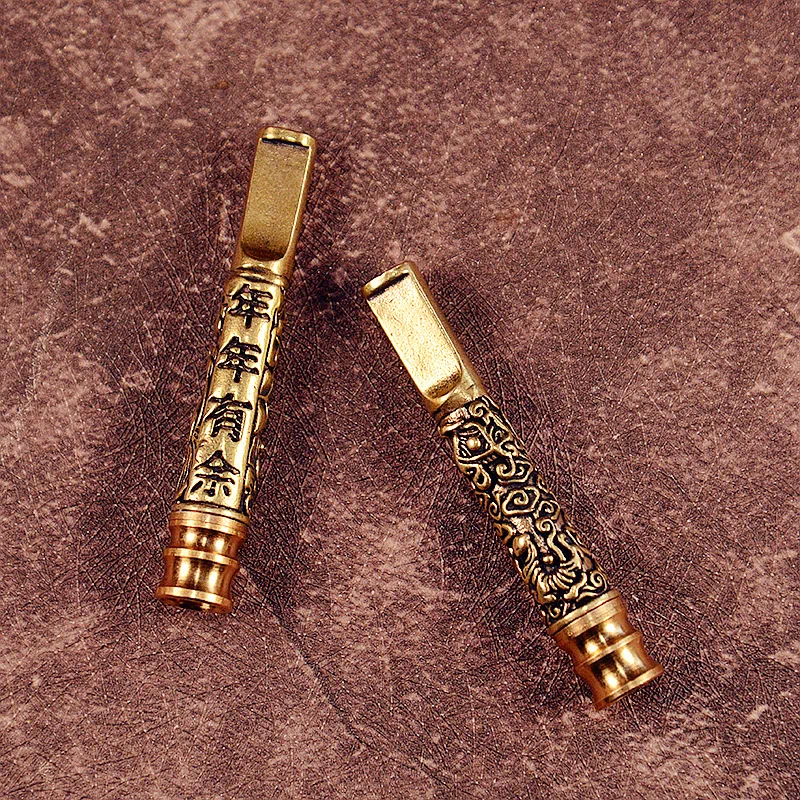 Brass Cigarette Holder Short Portable Traditional New Copper Tobacco Pole Removable Go to Win for Two Cigarettes with Filter Cor
