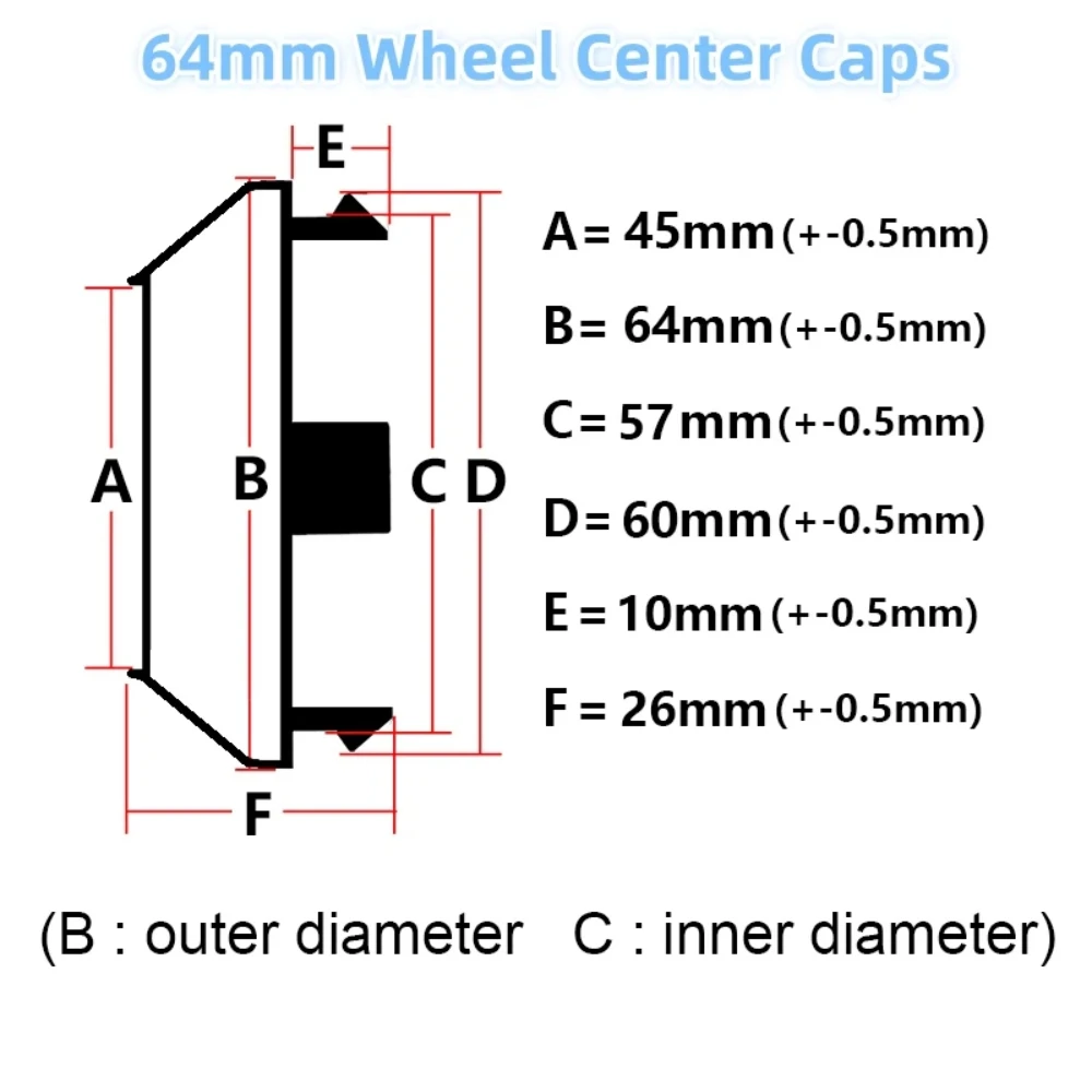4pcs/Set 64mm ( I.D 57mm ) Blank Car Wheel Center Caps Wheel Hubcaps Rim Hub Dust Cover No Emblem Badge Replace Car Accessories