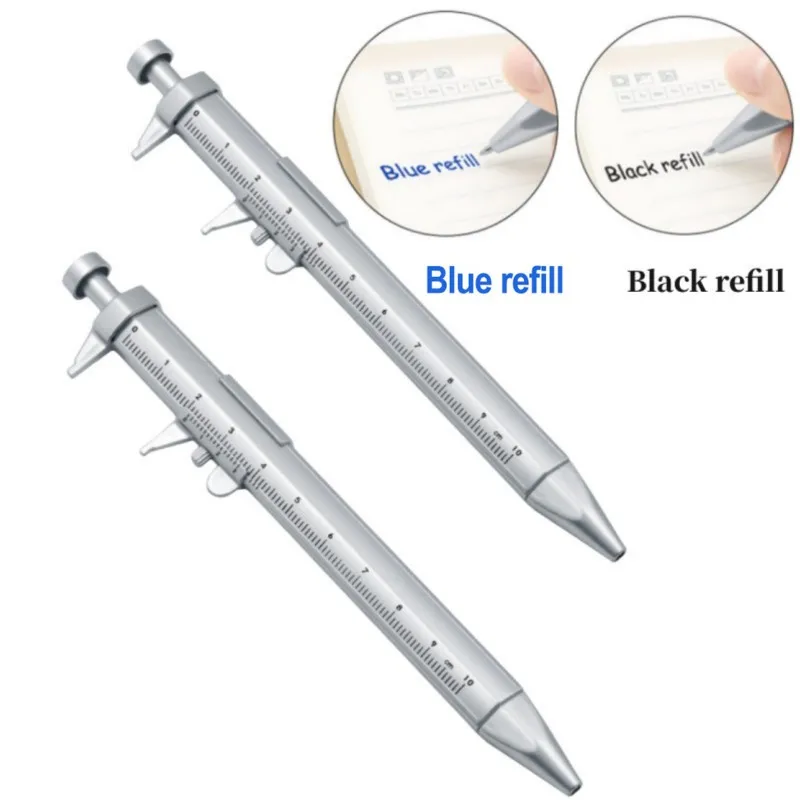 Vernier Caliper 2Pcs Pen Caliper Roller Ball-Point 1mm Plastic Student Stationery Vernier Caliper Woodworking Measuring Tool