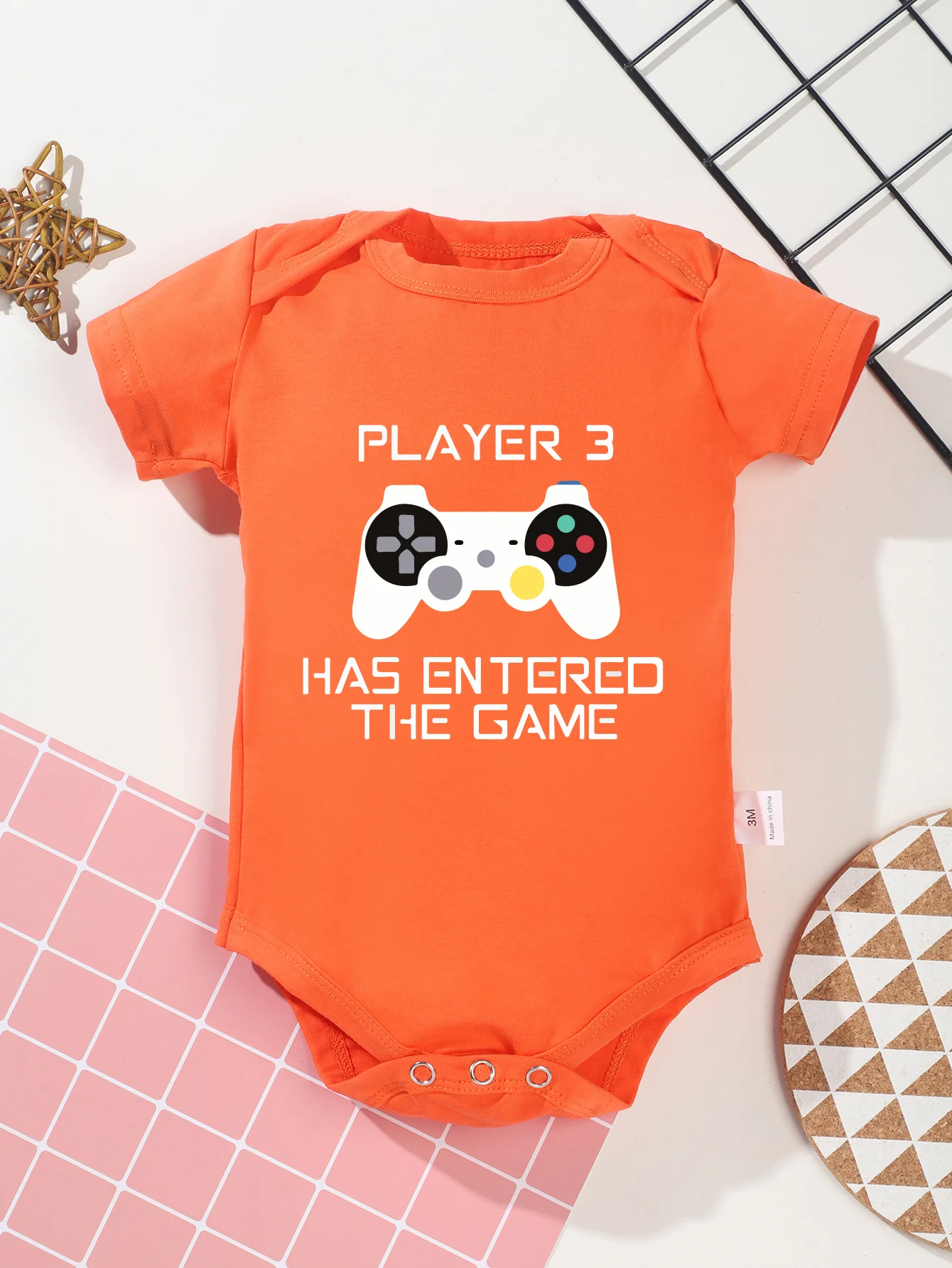 Player 3 Has Entered The Game Printing Newborn Baby Boy Girl Short Sleeve Toddler Rompers Bodysuit Cool Infant Jumpsuit Fashion