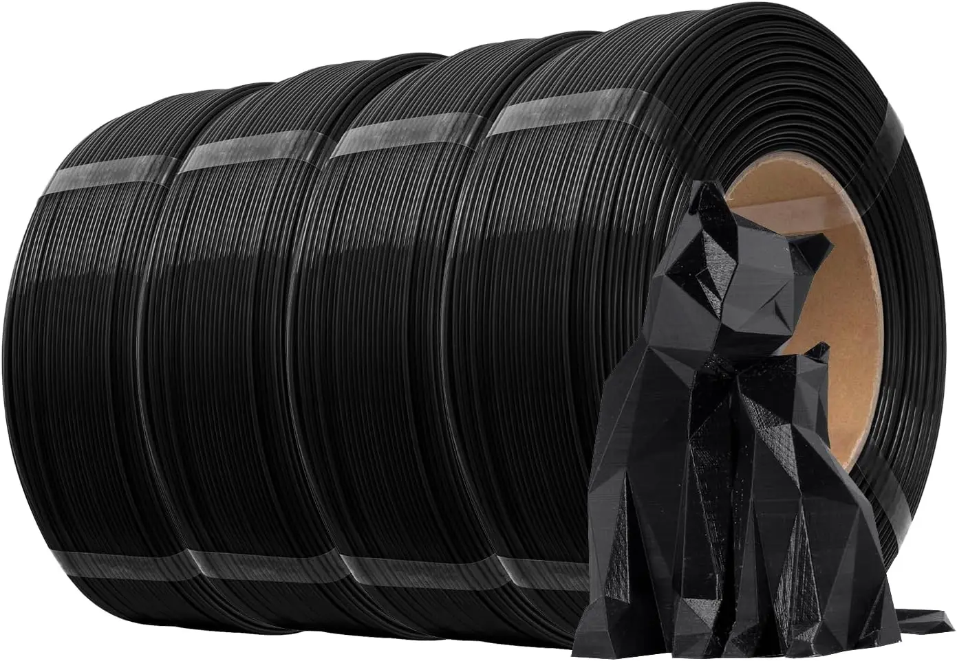 

PLA+ 3D Printer Filament Refill 1.75mm, 1KG Spool-Free, 4 Pack Black