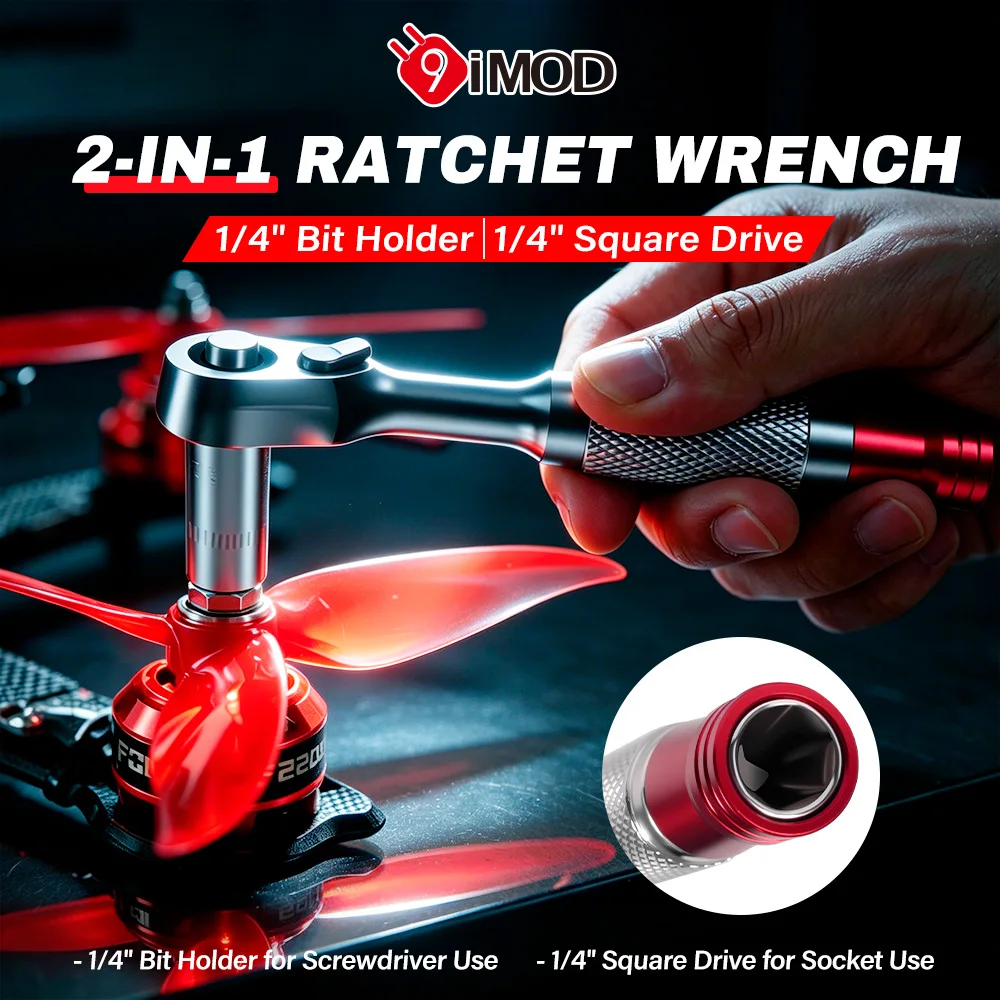 9IMOD 2-IN-1 Ratchet Screwdriver Socket Wrench 8mm Socket For FPV Motor M5 Lock Nut