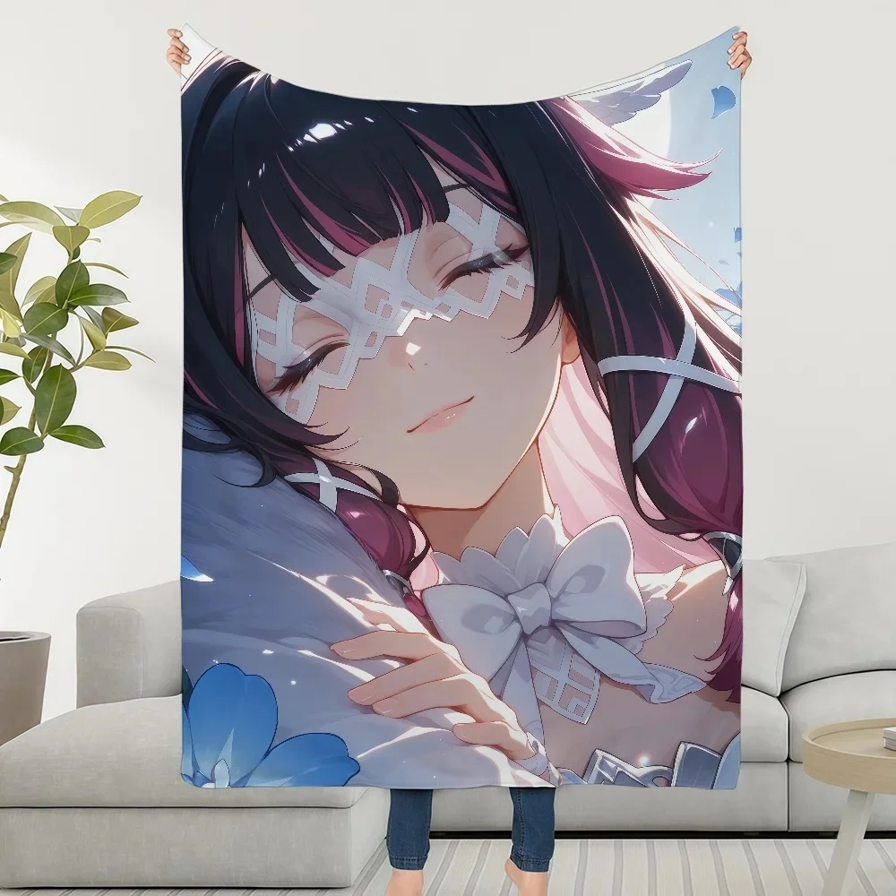 Kawaii Anime Sleeping Girl Lace Eye Mask Bow Flannel Blanket Soft Warm Fleece Throw Blanket Japanese Manga Decor Gift