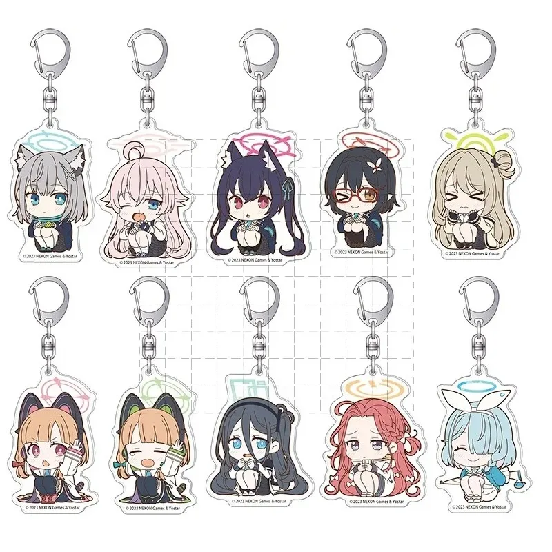 Anime Sunaokami Shiroko Nonomi Keychain Doll Azitani Hifumi hayase yuuka Koyuki Kurosaki Acrylic Keyring Pendant for Gift