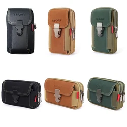 Phone Holster Bag Molle Waist Pouches Men Fashion Small Tactical Duty Belt Bag Multi-zipper Bum Bag Canvas Mini Fanny Purse