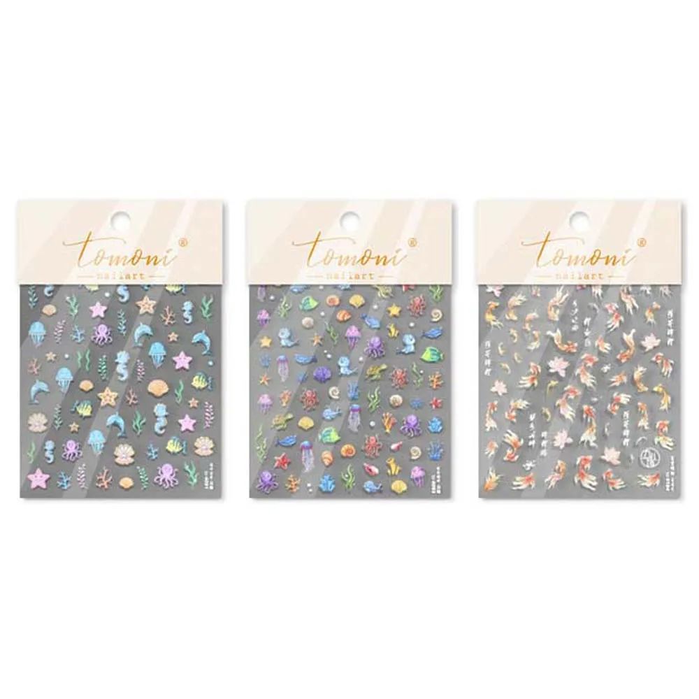 Conch Star Ocean Nail Stickers Shells Dolphin Ocean Nail Decals Nail Accessories Shiny Glass Fish Ocean Nail Decorations