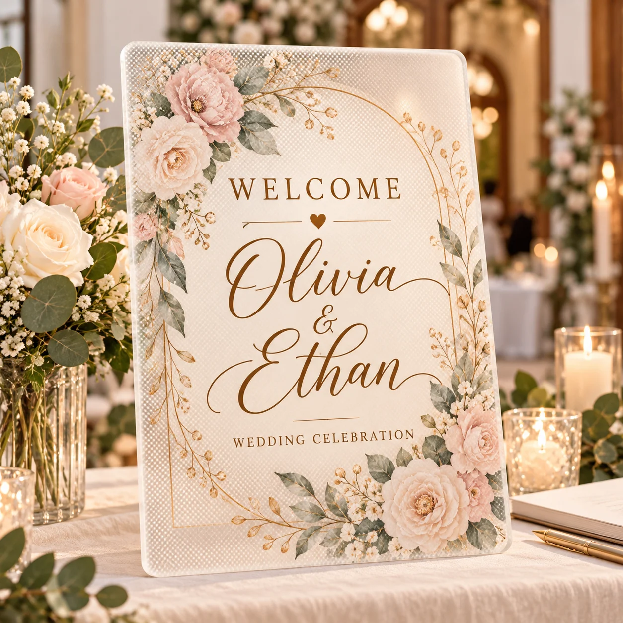 Custom Acrylic Welcome Sign Personalized Fluted Display Board with Name Logo Print for Wedding Birthday Baby Shower Shop Decor