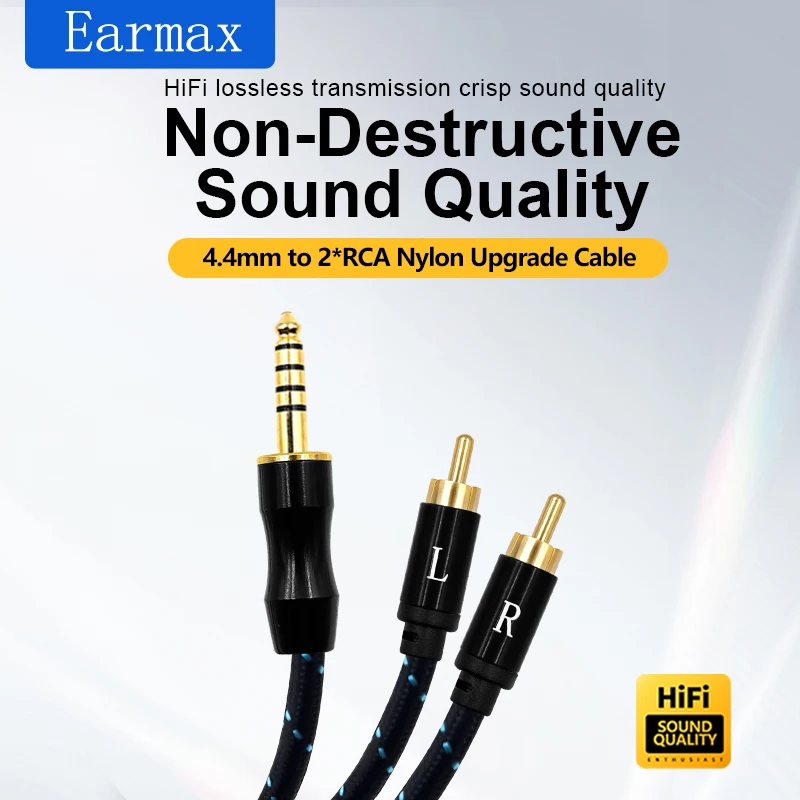 Zbalansowany kabel 4,4 mm do 2RCA dla zbalansowanego odtwarzacza Konsola miksująca audio Wzmacniacz Kabel HIFI Pojedynczy kryształ Miedź w nylonowym oplocie — zdjęcie produktu 5