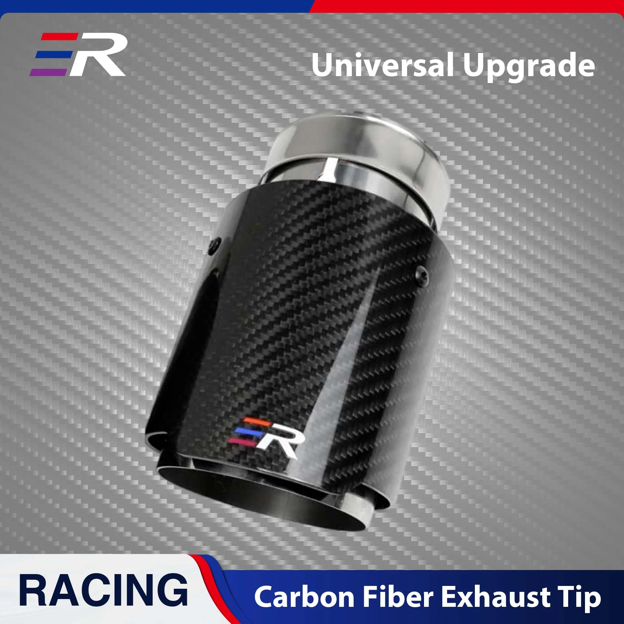 

ER High Quality Carbon Fiber Exhaust System Tip Universal Straight Stainless Exhaust Mufflers Nozzle Exhaust Racing