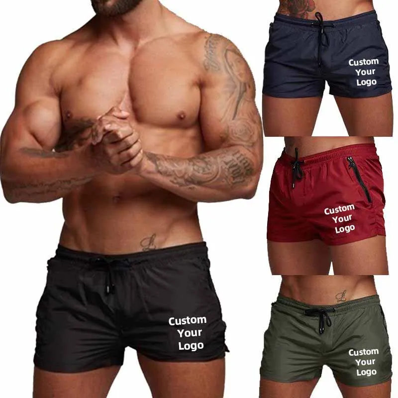 

New Summer Men Fitness Shorts Sports Running Beach Shorts Men's Gym Shorts Bodybuilding Shorts Customize your logo