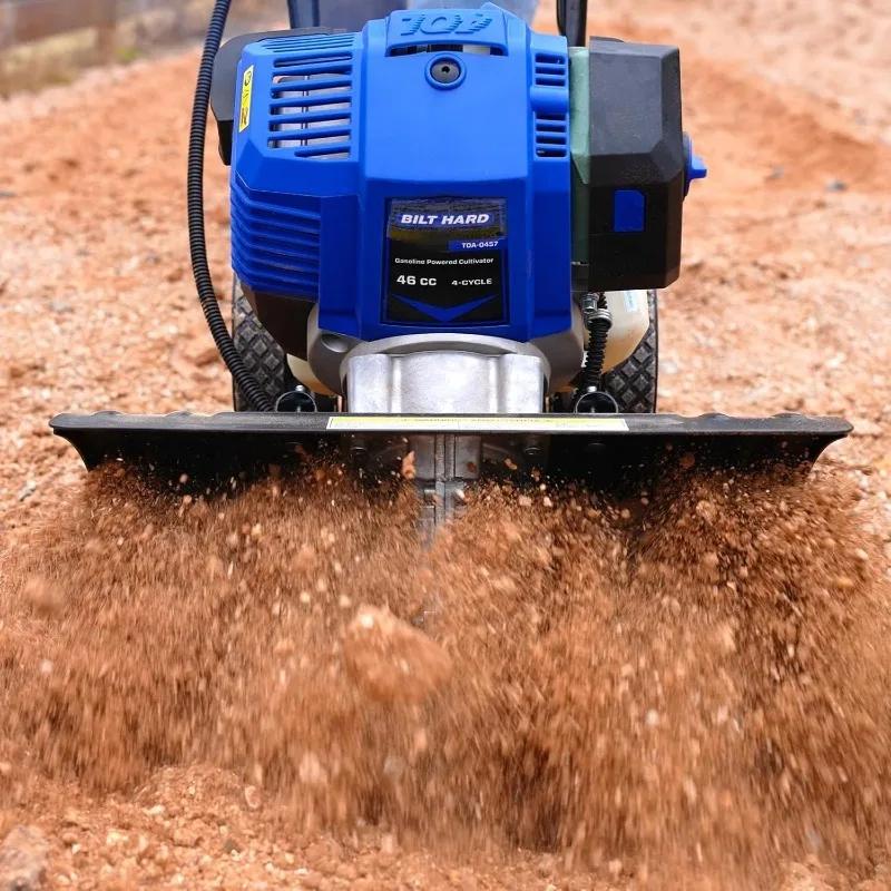 home.46cc 4-Cycle 1.9HP مزارع الحراثة التي تعمل بالغاز - 16 بوصة عجلات فولاذية شديدة التحمل، عجلات قابلة للتعديل وعلامة