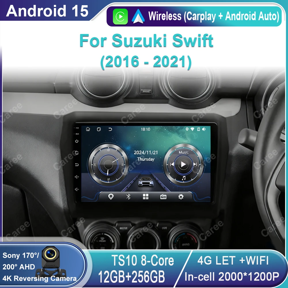 

Android 15 Carplay Car Radio For Suzuki Swift 2016 2017 2018 2019 2020 2021 Navigation GPS Multimedia Player DSP WIFI No 2 din