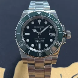 Heimdallr 40mm Black Dial Green Ceramic Bezel NH35 Automatic Movement Stainless Steel Bracelet 30Bar Water Resistant Lume