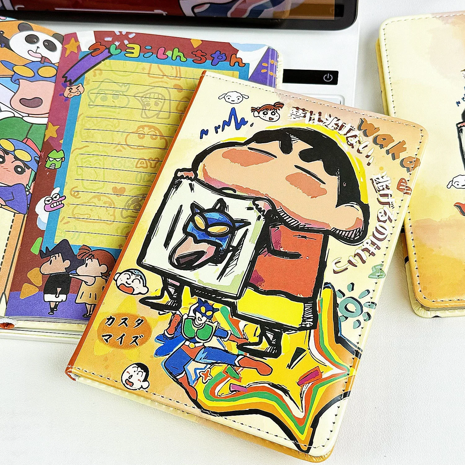 

New Crayon Shin chan Leather Full Color Inner Page Notebook Student Kawaii Notebook High Appearance Handbook Girl Gift