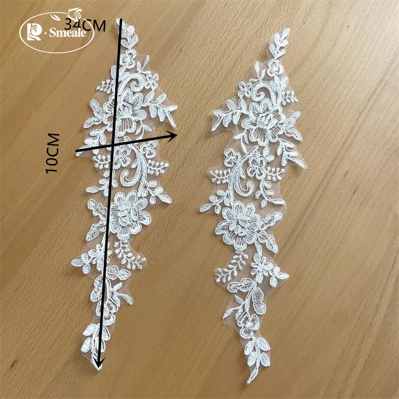 Border Lace Flowers DIY Hair Accessories, Bridal Gown, Wedding Shoes, Head Ornaments, Applique Patches, RS4013, 10Pcs