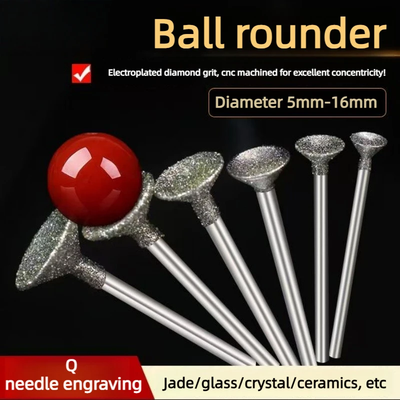 Q-shaped Diamond Grinding Bits,Concave Carving Needle for Jade Agate Emerald Jewelry Engraving， Electric Rotary Tool Accessories